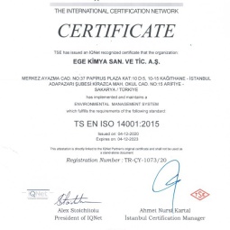 Ege Kimya TS EN ISO 14001:2015 Sertifikası Ek:1