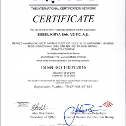 Egesil Kimya TS EN ISO 14001:2015 Certificate