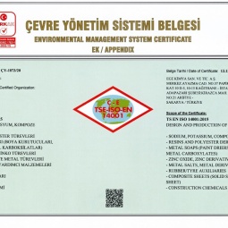 Ege Kimya Çevre Yönetim Sistemi Belgesi (EK)