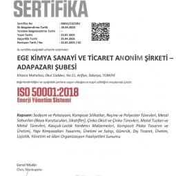 Ege Kimya Enerji Yönetim Sistemi Sertifikası