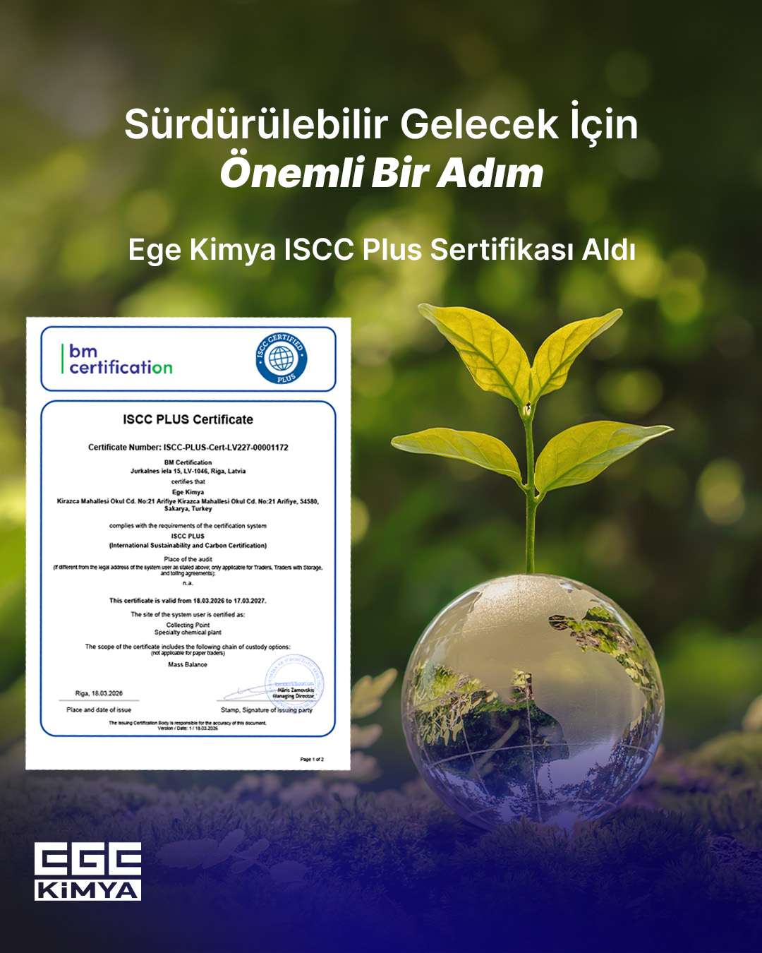 Ege Kimya ekibinin Tire Technology Expo 2026 Hannover fuarındaki stand önünde çekilmiş toplu hatıra fotoğrafı.